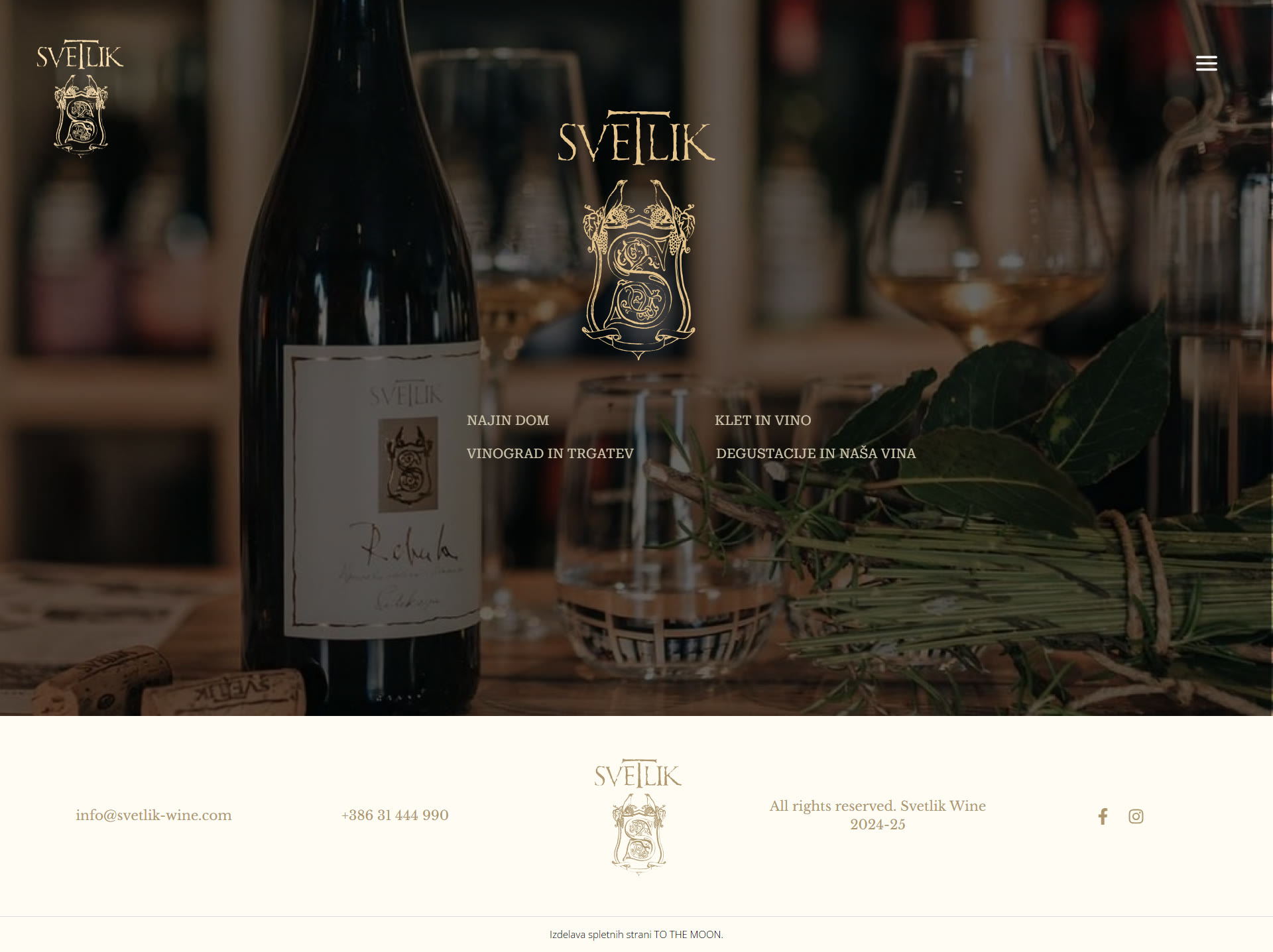 Celotna spletna stran Svetlik Wine