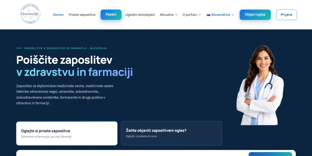 Projekt Zdravstvena.info | Zaposlitve, ki ga je izdelala agencija ToTheMoon