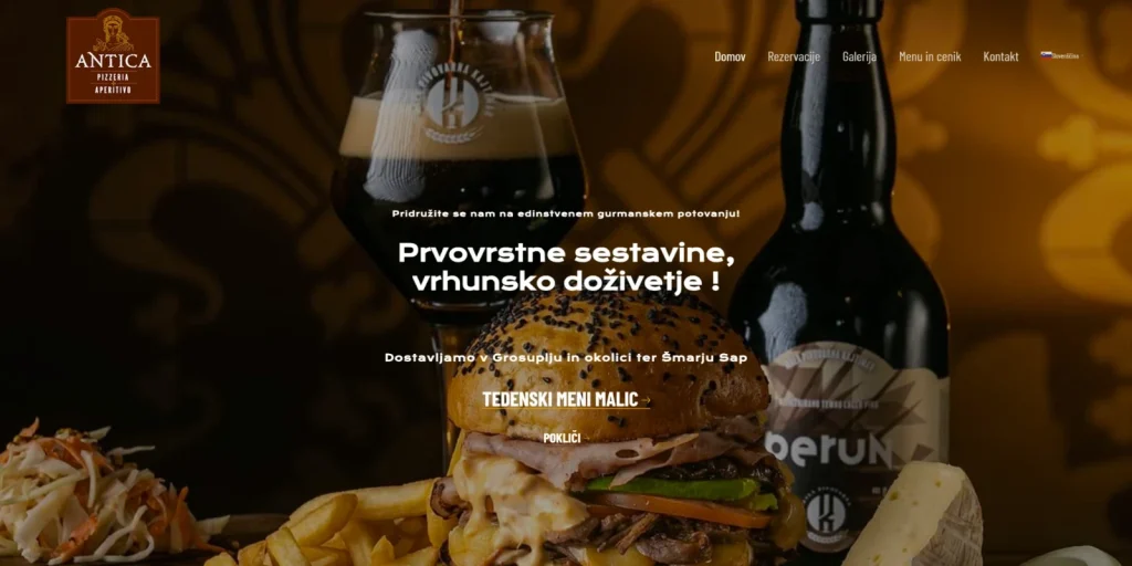 Projekt Pizzeria + aperitivo ANTICA, ki ga je izdelala agencija ToTheMoon