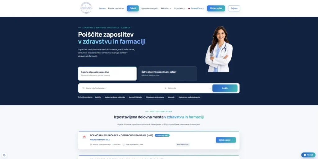 Projekt Zdravstvena.info | Zaposlitve, ki ga je izdelala agencija ToTheMoon