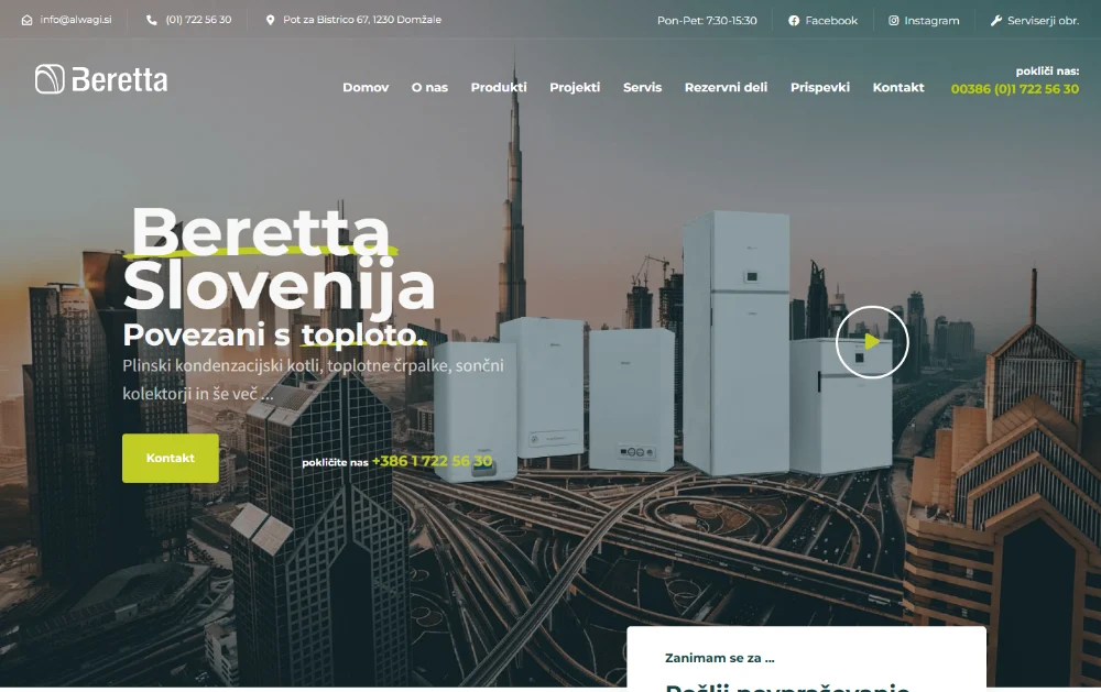 Naslovni del strani Ogrevalni sistemi Beretta