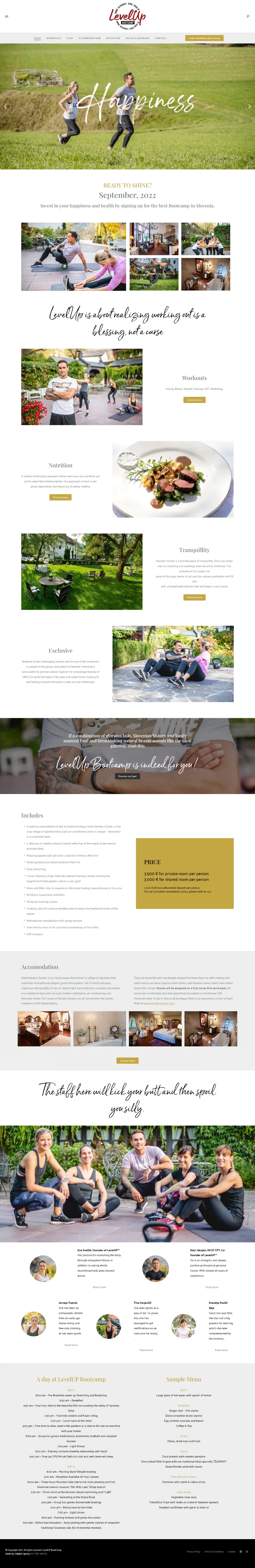 Celotna naslovnica strani LevelUp Bootcamp