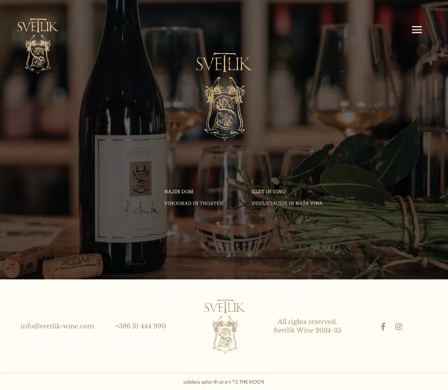 Celotna naslovnica strani Svetlik WINE