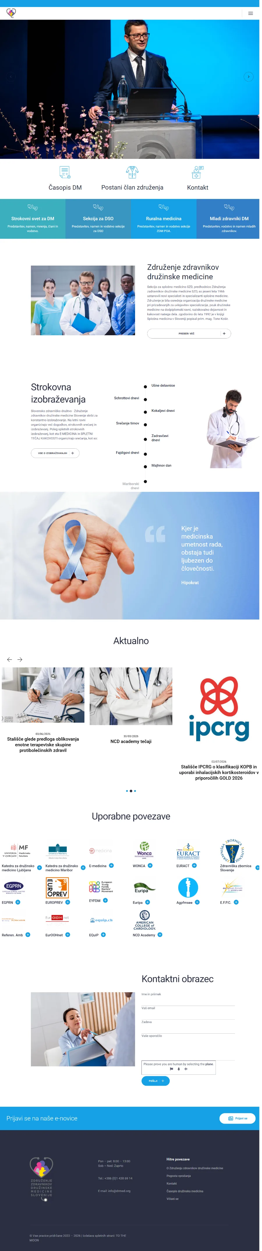 Celotna naslovnica strani Združenje zdravnikov družinske medicine (ZZDM)