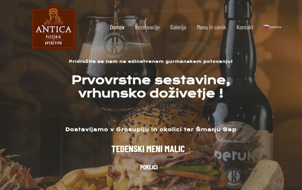 Naslovni del strani Pizzeria in aperitivo ANTICA